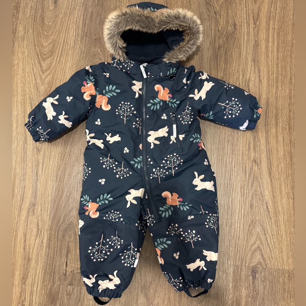 H&M Baby Snowsuit with Woodland Print